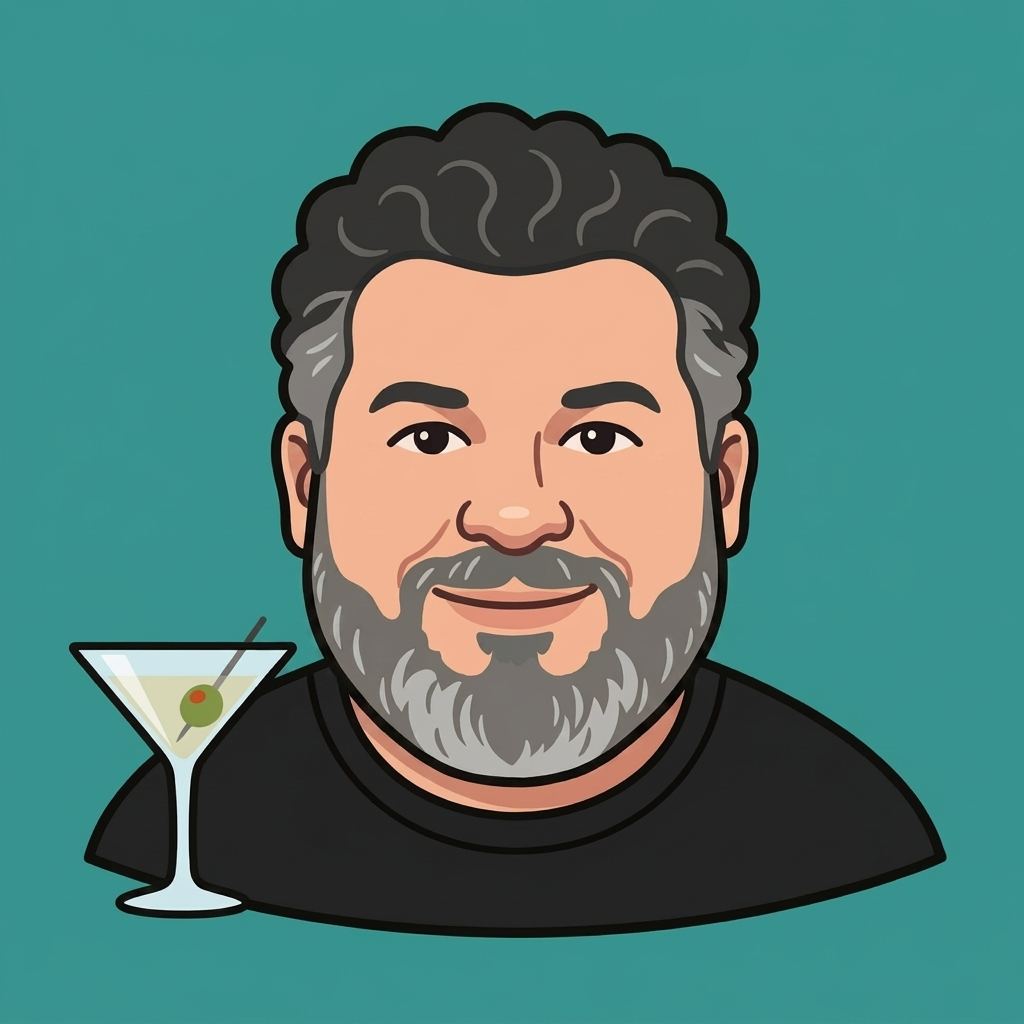 Edward — a cartoon bartender holding a martini